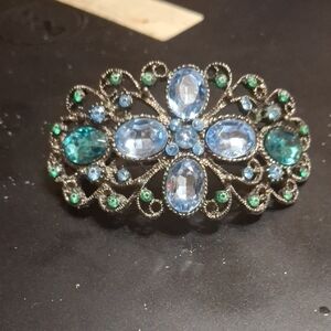 Elegant Blue and Green Gemstone Brooch